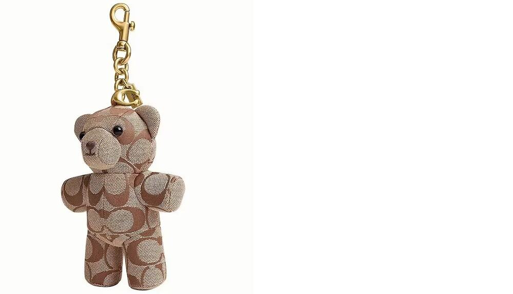 COACH - RARE - Bear Signature Jacquard Bag Charm - Beige/Brown